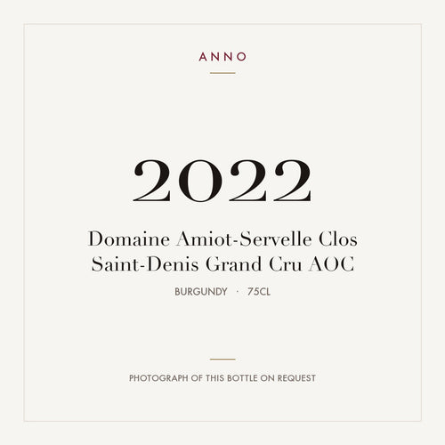 Domaine Amiot-Servelle Clos Saint-Denis Grand Cru 2022 AOC 0,75l from Burgundy — ANNO vintage card; photograph of the actual bottle available on request