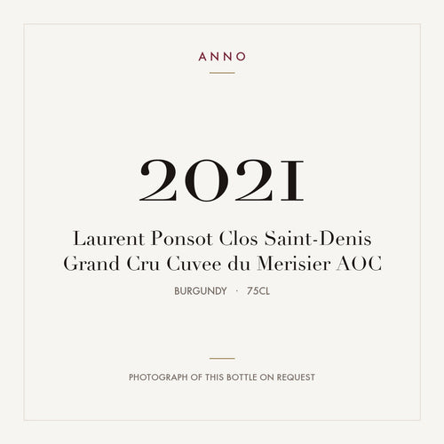 Laurent Ponsot Clos Saint-Denis Grand Cru Cuvee du Merisier 2021 AOC 0,75l from Burgundy — ANNO vintage card; photograph of the actual bottle available on request