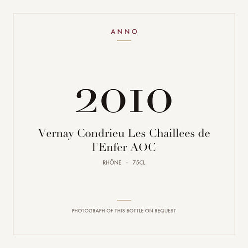 Vernay Condrieu Les Chaillees de l'Enfer 2010 AOC 0,75l from Rhône — ANNO vintage card; photograph of the actual bottle available on request