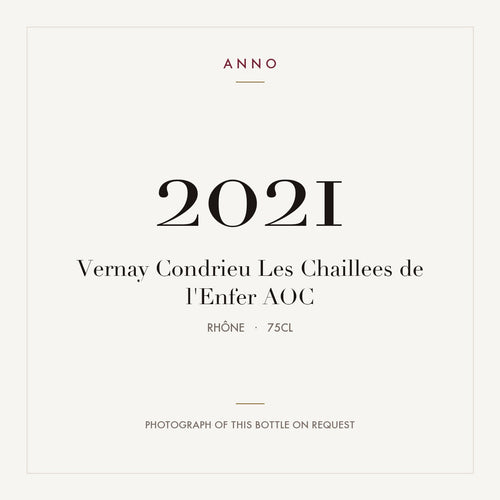 Vernay Condrieu Les Chaillees de l'Enfer 2021 AOC 0,75l from Rhône — ANNO vintage card; photograph of the actual bottle available on request
