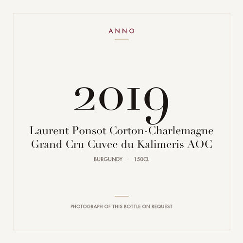 Laurent Ponsot Corton-Charlemagne Grand Cru Cuvee du Kalimeris 2019 AOC 1,5l from Burgundy — ANNO vintage card; photograph of the actual bottle available on request