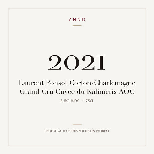 Laurent Ponsot Corton-Charlemagne Grand Cru Cuvee du Kalimeris 2021 AOC 0,75l from Burgundy — ANNO vintage card; photograph of the actual bottle available on request