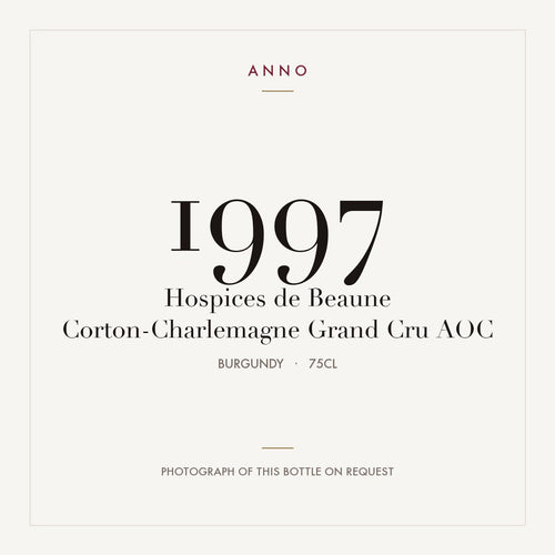 Hospices de Beaune Corton-Charlemagne Grand Cru 1997 AOC 0,75l from Burgundy — ANNO vintage card; photograph of the actual bottle available on request