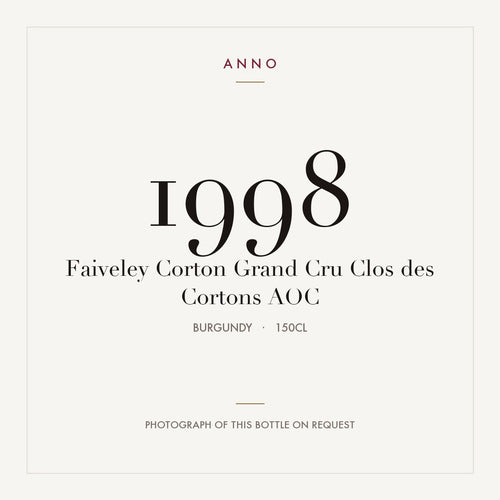 Faiveley Corton Grand Cru Clos des Cortons 1998 AOC 1,5l from Burgundy — ANNO vintage card; photograph of the actual bottle available on request