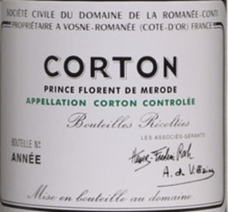 Domaine de la Romanee-Conti Corton Grand Cru AOC — wine label, illustrative image