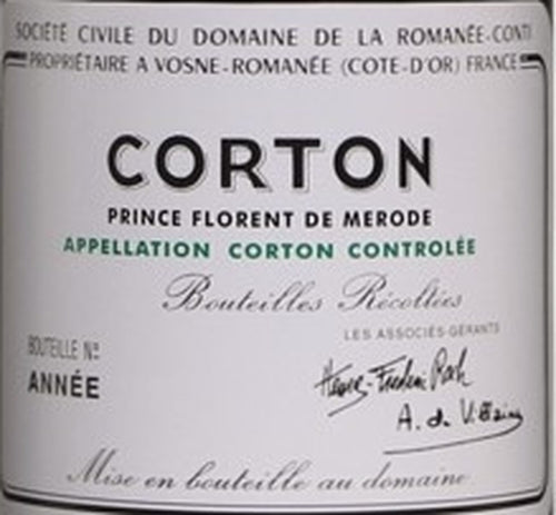 Domaine de la Romanee-Conti Corton Grand Cru AOC — wine label, illustrative image