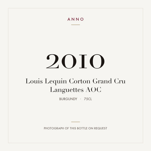 Louis Lequin Corton Grand Cru Languettes 2010 AOC 0,75l from Burgundy — ANNO vintage card; photograph of the actual bottle available on request