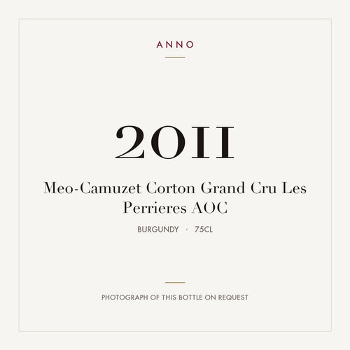 Me0-Camuzet Corton Grand Cru Les Perrieres 2011 AOC 0,75l from Burgundy — ANNO vintage card; photograph of the actual bottle available on request