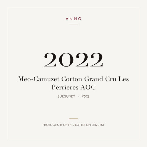 Me0-Camuzet Corton Grand Cru Les Perrieres 2022 AOC 0,75l from Burgundy — ANNO vintage card; photograph of the actual bottle available on request