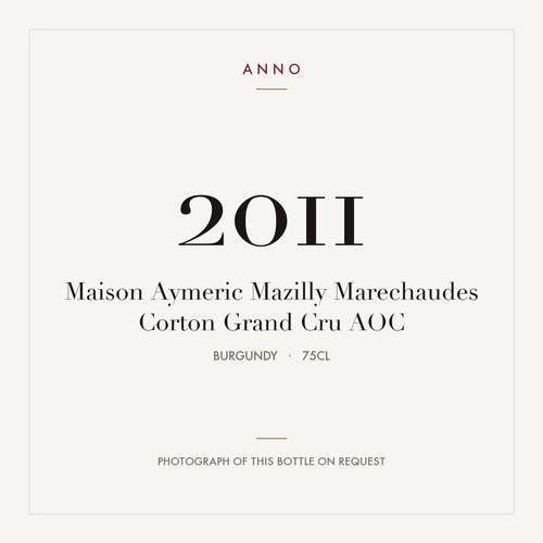 Maison Aymeric Mazilly Marechaudes Corton Grand Cru 2011 AOC 0,75l from Burgundy — ANNO vintage card; photograph of the actual bottle available on request