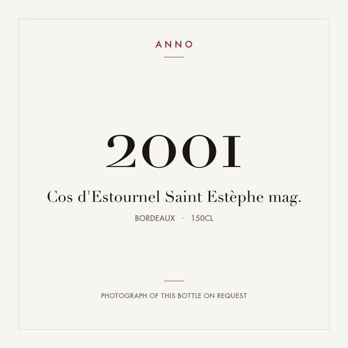 Cos d'Estournel Saint-Estephe 2001 AOC 1,5l — card dell'annata ANNO; foto della bottiglia reale disponibile su richiesta