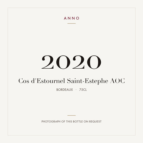 Cos d'Estournel Saint-Estephe 2020 AOC 0,75l from Bordeaux — ANNO vintage card; photograph of the actual bottle available on request
