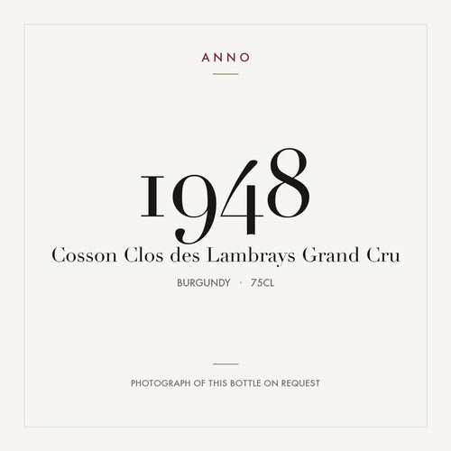 Cosson Clos des Lambrays Grand Cru 1948 0,75l — ANNO-jaargangkaart; foto van de echte fles op aanvraag