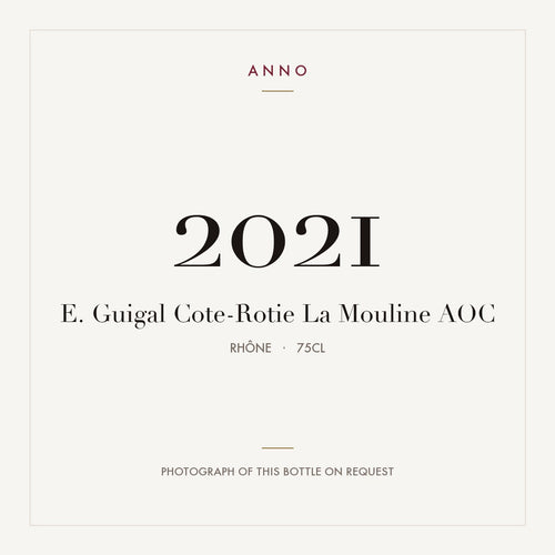 E. Guigal Cote-Rotie La Mouline 2021 AOC 0,75l from Rhône — ANNO vintage card; photograph of the actual bottle available on request