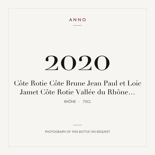 Jean-Paul et Loic Jamet Cote-Rotie Cote Brune 2020 AOC 0,75l — ANNO-årgangskort; foto af den faktiske flaske på forespørgsel