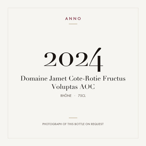 Domaine Jamet Cote-Rotie Fructus Voluptas 2024 AOC 0,75l from Rhône — ANNO vintage card; photograph of the actual bottle available on request