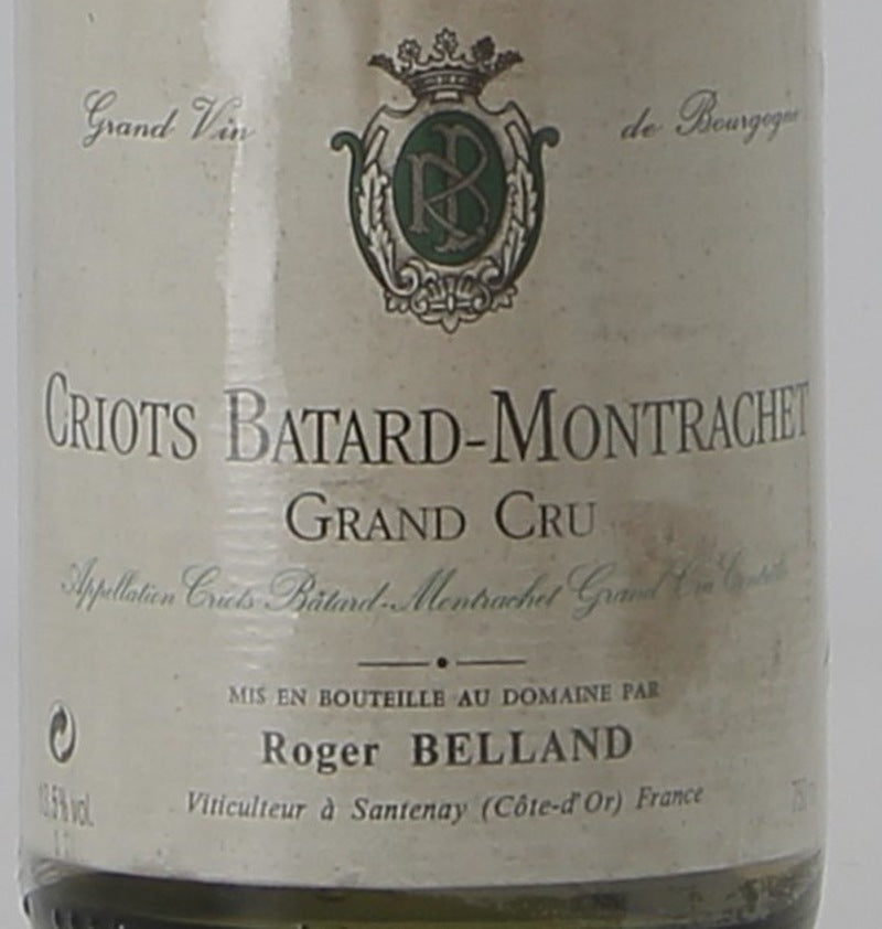 Domaine Roger Belland Criots-Batard-Montrachet Grand Cru 1992 AOC 0,75l — wine label