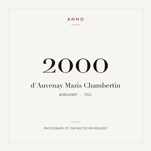 Domaine d'Auvenay Mazis-Chambertin Grand Cru 2000 AOC 0,75l — card dell'annata ANNO; foto della bottiglia reale disponibile su richiesta
