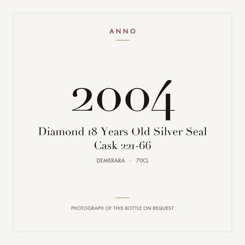 Diamond 18 Years Old Silver Seal Cask 221-66 2004 0,7l from Demerara — ANNO vintage card; photograph of the actual bottle available on request