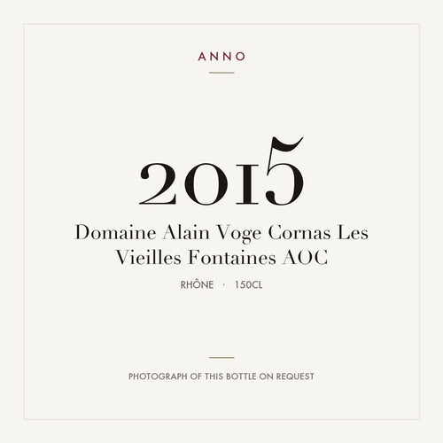 Domaine Alain Voge Cornas Les Vieilles Fontaines 2015 AOC 1,5l, Rhône — ANNO-årgangskort; foto af den faktiske flaske på forespørgsel