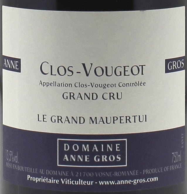 Domaine Anne Gros Clos de Vougeot Grand Cru Le Grand Maupertui AOC — wine label, illustrative image