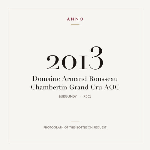 Domaine Armand Rousseau Chambertin Grand Cru 2013 AOC 0,75l, Bourgogne — ANNO-jaargangkaart; foto van de echte fles op aanvraag