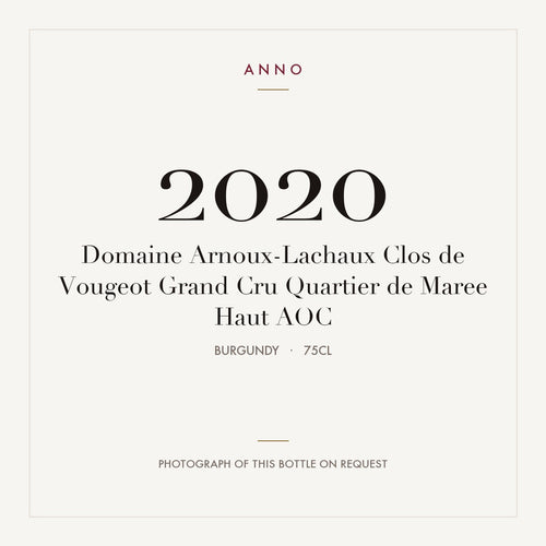 Domaine Arnoux-Lachaux Clos de Vougeot Grand Cru Quartier de Maree Haut 2020 AOC 0,75l, ブルゴーニュ — ANNOヴィンテージカード。実際のボトルの写真はご要望に応じてご用意します