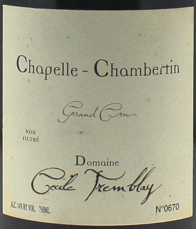 Domaine Cecile Tremblay Chapelle-Chambertin Grand Cru 2022 AOC 0,75l — étiquette du vin, image indicative