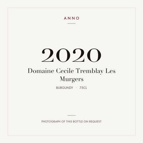 Domaine Cecile Tremblay Les Murgers 2020 0,75l from Burgundy — ANNO vintage card; photograph of the actual bottle available on request