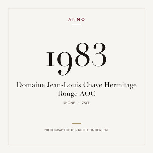 Domaine Jean-Louis Chave Hermitage Rouge 1983 AOC 0,75l from Rhône — ANNO vintage card; photograph of the actual bottle available on request