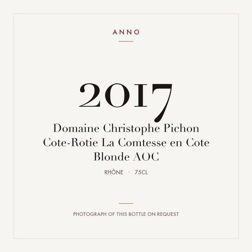 Domaine Christophe Pichon Cote-Rotie La Comtesse en Cote Blonde 2017 AOC 0,75l from Rhône — ANNO vintage card; photograph of the actual bottle available on request