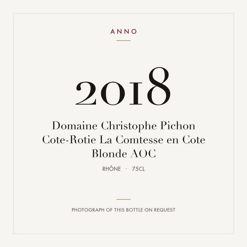 Domaine Christophe Pichon Cote-Rotie La Comtesse en Cote Blonde 2018 AOC 0,75l from Rhône — ANNO vintage card; photograph of the actual bottle available on request