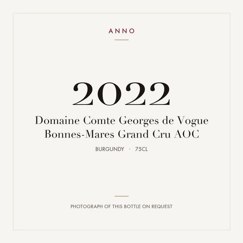 Domaine Comte Georges de Vogue Bonnes-Mares Grand Cru 2022 AOC 0,75l, Borgonha — cartão de colheita ANNO; fotografia da garrafa real disponível a pedido