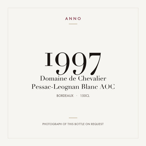 Domaine de Chevalier Pessac-Leognan Blanc 1997 AOC 1,5l from Bordeaux — ANNO vintage card; photograph of the actual bottle available on request