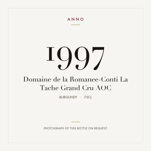Domaine de la Romanee-Conti La Tache Grand Cru 1997 AOC 0,75l, Bourgogne — ANNO-årgangskort; foto af den faktiske flaske på forespørgsel
