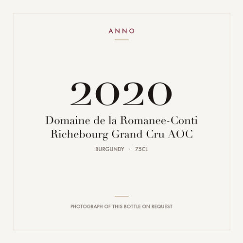 Domaine de la Romanee-Conti Richebourg Grand Cru 2020 AOC 0,75l from Burgundy — ANNO vintage card; photograph of the actual bottle available on request