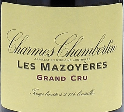 Domaine de la Vougeraie Charmes-Chambertin Grand Cru Les Mazoyeres 2022 AOC 0,75l — этикетка вина, иллюстративное изображение