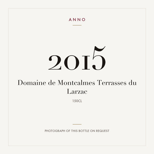 Domaine de Montcalmes Terrasses du Larzac 2015 1,5l — ANNO vintage card; photograph of the actual bottle available on request