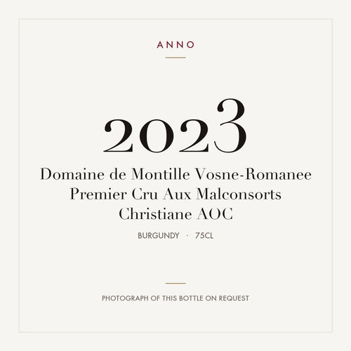 Domaine de Montille Vosne-Romanee Premier Cru Aux Malconsorts Christiane 2023 AOC 0,75l, ブルゴーニュ — ANNOヴィンテージカード。実際のボトルの写真はご要望に応じてご用意します