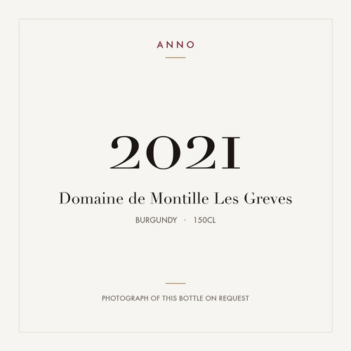 Domaine de Montille Les Greves 2021 1,5l, Bourgogne — ANNO-årgangskort; foto af den faktiske flaske på forespørgsel