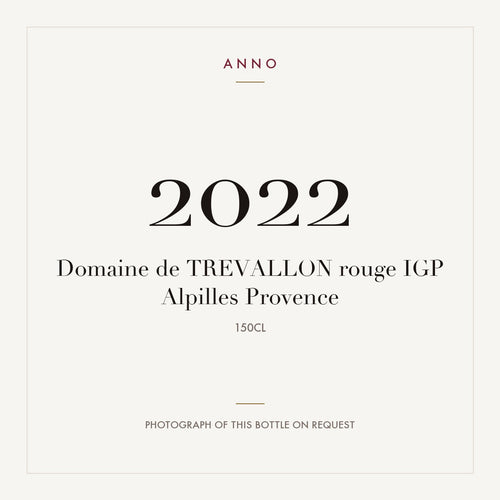 Domaine de Trevallon Alpilles 2022 IGP 1,5l — carte millésime ANNO ; photo de la bouteille réelle disponible sur demande