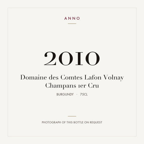 Domaine des Comtes Lafon Volnay Premier Cru Champans 2010 AOC 0,75l — ANNO vintage card; photograph of the actual bottle available on request