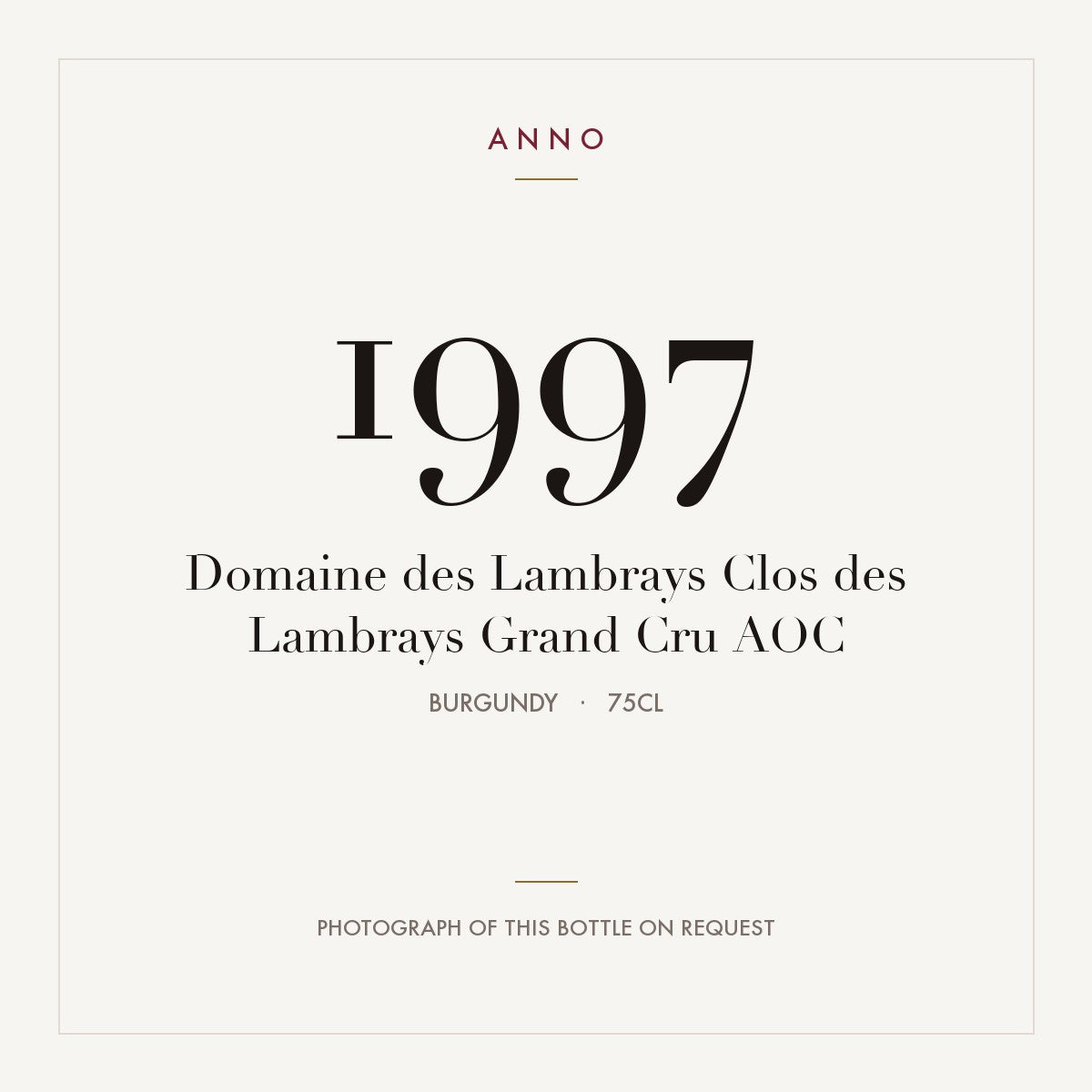 Domaine des Lambrays Clos des Lambrays Grand Cru 1997 AOC 0,75l, ブルゴーニュ — ANNOヴィンテージカード。実際のボトルの写真はご要望に応じてご用意します