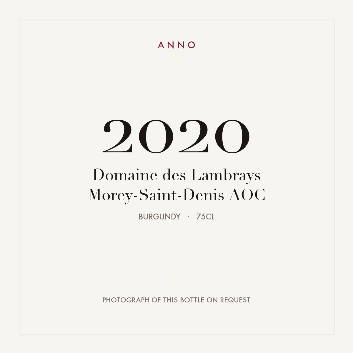 Domaine des Lambrays Morey-Saint-Denis 2020 AOC 0,75l, Borgogna — card dell'annata ANNO; foto della bottiglia reale disponibile su richiesta