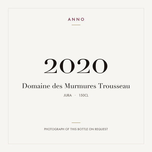 Domaine des Murmures Trousseau 2020 1,5l from Jura — ANNO vintage card; photograph of the actual bottle available on request