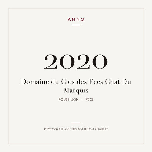 Domaine du Clos des Fees Chat Du Marquis 2020 0,75l from Roussillon — ANNO vintage card; photograph of the actual bottle available on request