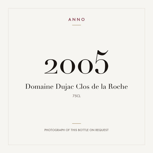 Domaine Dujac Clos de la Roche Grand Cru 2005 AOC 0,75l — ANNO-jaargangkaart; foto van de echte fles op aanvraag