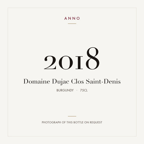 Domaine Dujac Clos Saint-Denis Grand Cru 2018 AOC 0,75l — card dell'annata ANNO; foto della bottiglia reale disponibile su richiesta