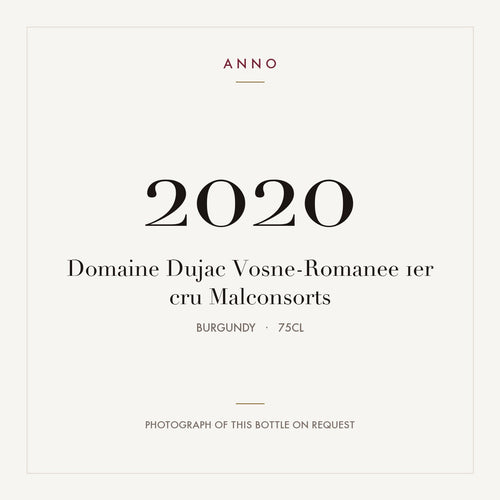 Domaine Dujac Vosne-Romanee 1er cru Malconsorts 2020 0,75l from Burgundy — ANNO vintage card; photograph of the actual bottle available on request