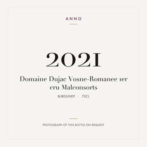 Domaine Dujac Vosne-Romanee 1er cru Malconsorts 2021 0,75l from Burgundy — ANNO vintage card; photograph of the actual bottle available on request